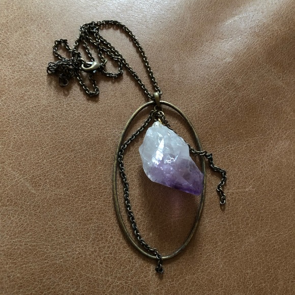 Brass amethyst orbit necklace - Picture 2 of 5